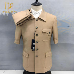 Ensemble d'Été Homme Veste Ajustée à Simple Boutonnage et Pantalon à Manches Courtes – Nouvelle Collection Cross-Border Chaude à Braguette Zippée - Product Image 3