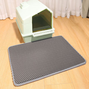 Tapis pour litière pour chat 60x90 cm, double couche, EVA, rectangulaire, gris, pour bac à litière pour chat - Product Image 1