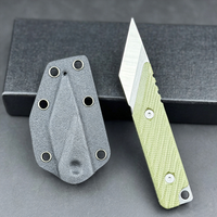 Couteaux de poche EDC à lame fixe miniatures en acier 14C28N avec manche en Micarta de lin pour le camping, la randonnée et la survie