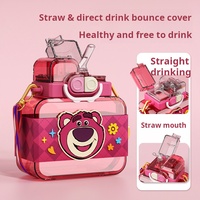 Bouteille d'eau de style ours rose de 800ml pour filles légère et étanche pour l'école et la salle de sport Flacon à vide et thermos à la mode