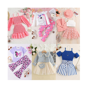 Conjuntos de Vestidos de Algodón para Niñas con Estampados de Unicornio y Mariposa en Colores Rosa, Azul y Morado para Niñas de 0 a 12 Años, Ropa Infantil - Product Image 1