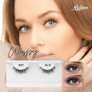 Siêu mịn ban nhạc rõ ràng Faux Mink Lash wispy nhãn hiệu riêng bắt chước tay gắn Tự Nhiên Mắt lông mi bán buôn