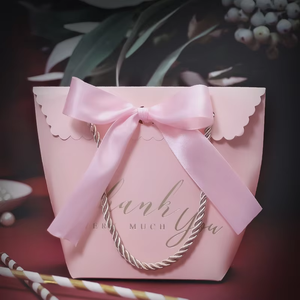 Caja de Regalo de Agradecimiento, Bolsa de Papel con Forma de Bolso, con Asa, Cajas Autoarmables de Papel Artístico, 3 Tamaños, para Eventos de Boda - Product Image 4