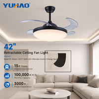 Ventilateur de plafond LED invisible 42 pouces avec lumière, silencieux, à moteur DC, pour chambre d'enfant, salon, dimmable