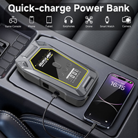 Démarreur de batterie portable avec compresseur d'air 150 PSI, gonfleur de pneus de voiture avec arrêt automatique, lampe LED d'urgence