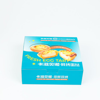 Boîte en carton pliable pour tartelettes aux œufs, en matériaux recyclés de qualité alimentaire, impression de logo personnalisée, emballage de boulangerie portable, vente en gros