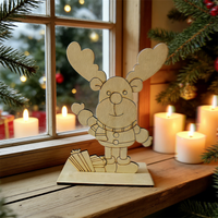 Père Noël en bois non fini, lavable et écologique, avec canne en sucre, pour artisanat de Noël DIY
