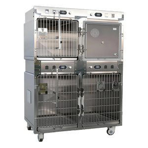 Gabbia Veterinaria per Terapia Intensiva Canina con Ossigenoterapia, Riscaldamento a Infrarossi, Porta Bloccabile e Asta <span class=keywords><strong>Portaflebo</strong></span> per Recupero Post-Operatorio - Product Image 4