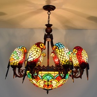 Lustres et lampes en verre teinté antique, éclairage suspendu, perroquet, lampes Tiffany, éclairage de luxe, lustres