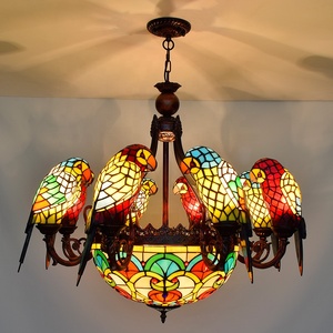 Cổ kính màu đèn chùm và đèn ánh sáng mặt dây chuyền Parrot tiffanylamps chiếu sáng sang trọng Đèn chùm - Product Image 5
