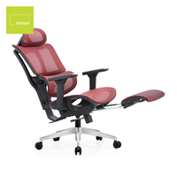 Fauteuil de bureau pivotant confortable en gros, chaise de bureau ergonomique moderne de luxe en tissu maillé rouge avec fonction bascule