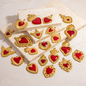 จี้รูปปีกหัวใจสไตล์โกธิค สแตนเลสสตีล สีทอง 18K สำหรับทำเครื่องประดับ DIY สร้อยคอ สร้อยข้อมือ ของขวัญ - Product Image 1