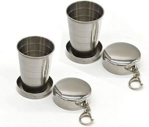 แก้วน้ำสแตนเลสสีเงินแบบคลาสสิก เก็บความร้อน พกพาสะดวก สำหรับเดินทาง แคมป์ปิ้ง พับได้ ยืดหดได้ - Product Image 2