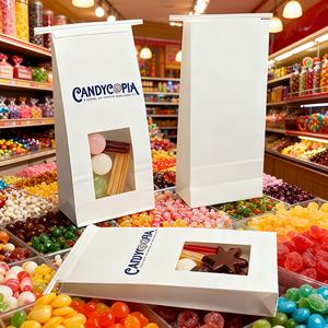 Bolsa de Papel Kraft para Alimentos con Logotipo Personalizado, Ventana Abrible, para Galletas, Palomitas, Chocolate, Dulces, Pan, con Cierre Metálico Curvo - Product Image 1