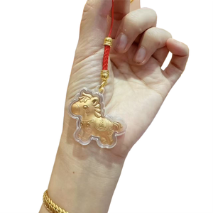 Nouvel An du Cheval, l'argent arrive bientôt. Chaîne de téléphone portable en cordon rouge doré, petit pendentif de dessin animé, porte-clés, ressort - Product Image 1
