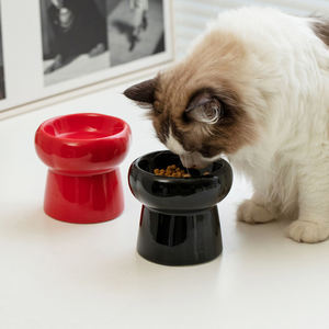 2025 baru keramik mangkuk kucing melindungi serviks kucing makanan mangkuk dekoratif piring minum anjing keramik kaki tinggi hewan peliharaan mangkuk keramik - Product Image 5