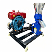 Nouvelle machine à granulés d'aliments pour animaux mini diesel 500 kg/h pour la maison, la ferme, la volaille, le dindon, la caille, le lapin, le canard, autonome