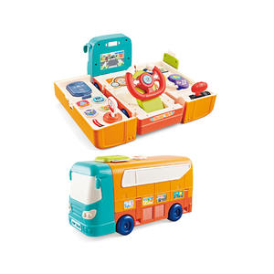 Jouet de voiture d'autobus pour les tout-petits: volant, jouet d'autobus scolaire de musique de son et de lumière, jouet de conduite éducatif - Product Image 1