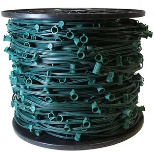 HQ SOCKET E17 Green Wire Plastic Decoration String Light Spool for christmas holiday lighting c7 c9 bulb sockets