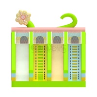 Toboggan gonflable floral commercial WOLONG à 4 voies, 8x6x6.3m, certifié CE, capacité maximale >500kg, installation facile, aire de jeux extérieure pour enfants