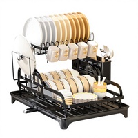 Égouttoir à vaisselle pliable multifonctionnel grande capacité en acier au carbone pour comptoir, support de rangement pour couverts, baguettes et tasses
