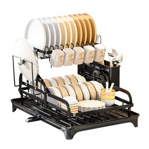 Escurridor de Platos Plegable Multifuncional de Gran Capacidad, Estante de Almacenamiento de Acero al Carbono para Encimera, para Cubiertos, Palillos y Tazas de Cocina - Product Image 1
