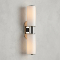Harlin-Lampe murale à double applique murale chromée en verre laiteux, base E26 pour la maison, le bureau, la chambre et l'intérieur