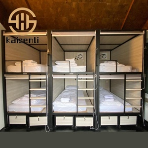 Cápsulas de Hostal con Estructura de Madera y Acero, 6 Camas, con Cajones Debajo de la Cama, Cápsula para Dormir, Madera y Acero - Product Image 1