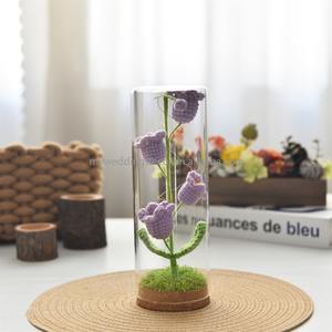 Decoración para Bodas, Campana de Cristal Moderna Personalizada de Alta Calidad con Base de Madera Negra Quemada, Relieve, H-7\"/11\" 15\" D-7\" Florero Campana - Product Image 5