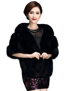 Luxury Women's Faux Fox Fur Long Shawl Cloak - Breathable, Eco-Friendly, Solid Color Winter Accessory for <b>Parties</b> & Weddings by - Product Image 6