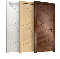 Conception de dalle affleurante en placage de peau de noyer noir imperméable minimaliste moderne Porte intérieure en bois massif Options personnalisables pour l'hôtel