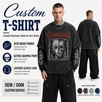T-shirt à manches longues personnalisé pour homme, style gothique streetwear, coton lourd, tee-shirt graphique, fabricant