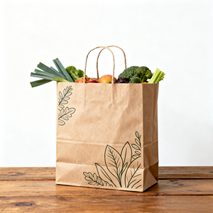Lightweight Biodegradable Kraft <b>Paper</b> Tote <b>Bag</b> Handles for Organic Farm Shopping Fresh Produce Sushi Noodle Eco-friendly - Product Image 1