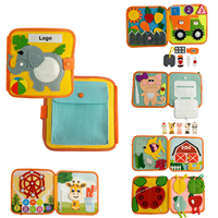 Tableau d'activités en feutre russe en gros pour enfants, livres d'activités en feutre personnalisés avec veau et éléphant, livre silencieux Montessori pour bébés