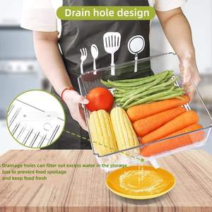 업그레이드 된 10 팩 주방 플라스틱 투명 냉장고 냉장고 식품 등급 주최자 보관함 (뚜껑 및 배수 트레이 포함) - Product Image 4