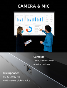 จอแสดงผลออลอินวันแบบไวท์บอร์ดขนาด 65 นิ้ว ความละเอียด 4K UHD ระบบปฏิบัติการคู่ (Android/Windows) หน้าจอสัมผัสอัจฉริยะ 40 จุด สำหรับห้องเรียน - Product Image 4