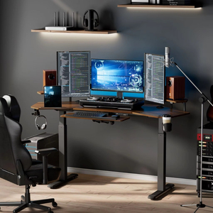 Electric Height <b>Adjustable</b> Standing Desk Dual Motor Ergonomic Sit Stand Computer <b>Table</b> with Wood Top for Modern Home Office - Product Image 3