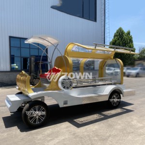 รถศพไฟฟ้ารูปทรงรถม้าแกะสลักสีทองสำหรับใช้ในพิธีศพ - Product Image 6