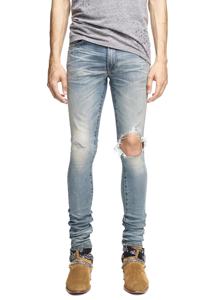 OEM Hombres Italiano Stretch Glitter Denim Ripped Broken Classic Indigo Jeans - Product Image 2