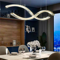 Lustre en cristal torsadé en forme de S, lampe suspendue en cristal courbé en forme d'infini pour salle à manger, îlot de cuisine, table