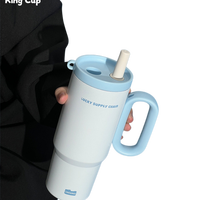 Nuevo Vaso Térmico de Acero Inoxidable con Aislamiento al Vacío, con Pajita, Gran Capacidad, Portátil, para Auto