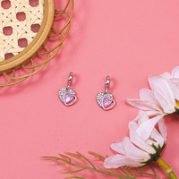 Breloques pendantes en émail rose plaqué argent, série fantaisie mignonne, licorne, ours en peluche, tasse à thé, cœur, pour bracelet à breloques européen