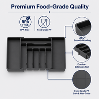Organisateur d'ustensiles extensible pour la cuisine, plateau réglable pour couverts et argenterie
