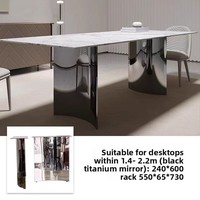 Pieds et supports de table en acier inoxydable brossé, base de table à manger rectangulaire de luxe pour salon