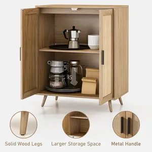 <span class=keywords><strong>Buffet</strong></span> classique en chêne avec portes en rotin, combinaison rétro et moderne, 27 pouces - Product Image 2
