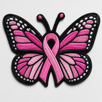Patchs thermocollants personnalisés en chenille brodée, motif gilet rose de la lutte contre le cancer du sein (SURVIVOR), pour vêtements, chapeaux et sacs