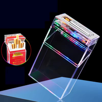 Boîte à cigarettes en plastique transparent carrée avec lumière flash ambiante, avec allume-cigare électrique à fil de tungstène rechargeable par USB