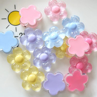 Série d'accessoires de décoration florale transparente : sculptures en résine, cabochons à dos plat pour épingles à cheveux, coques de téléphone, scrapbooking et bijoux DIY