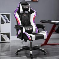Chaise de bureau gamer moderne inclinable à 180° avec accoudoirs pivotants, logo personnalisé, LED, échantillon gratuit, en cuir PU rose, pour usage domestique