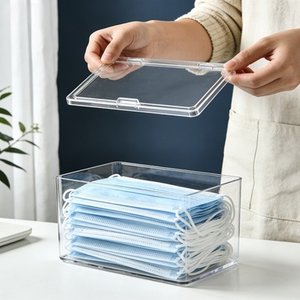 موزع مستطيل الشكل عصري وكلاسيكي من وانهان مع غطاء، تشطيب لامع، رفوف تخزين وعرض متعددة الوظائف للسلع الشخصية - Product Image 4